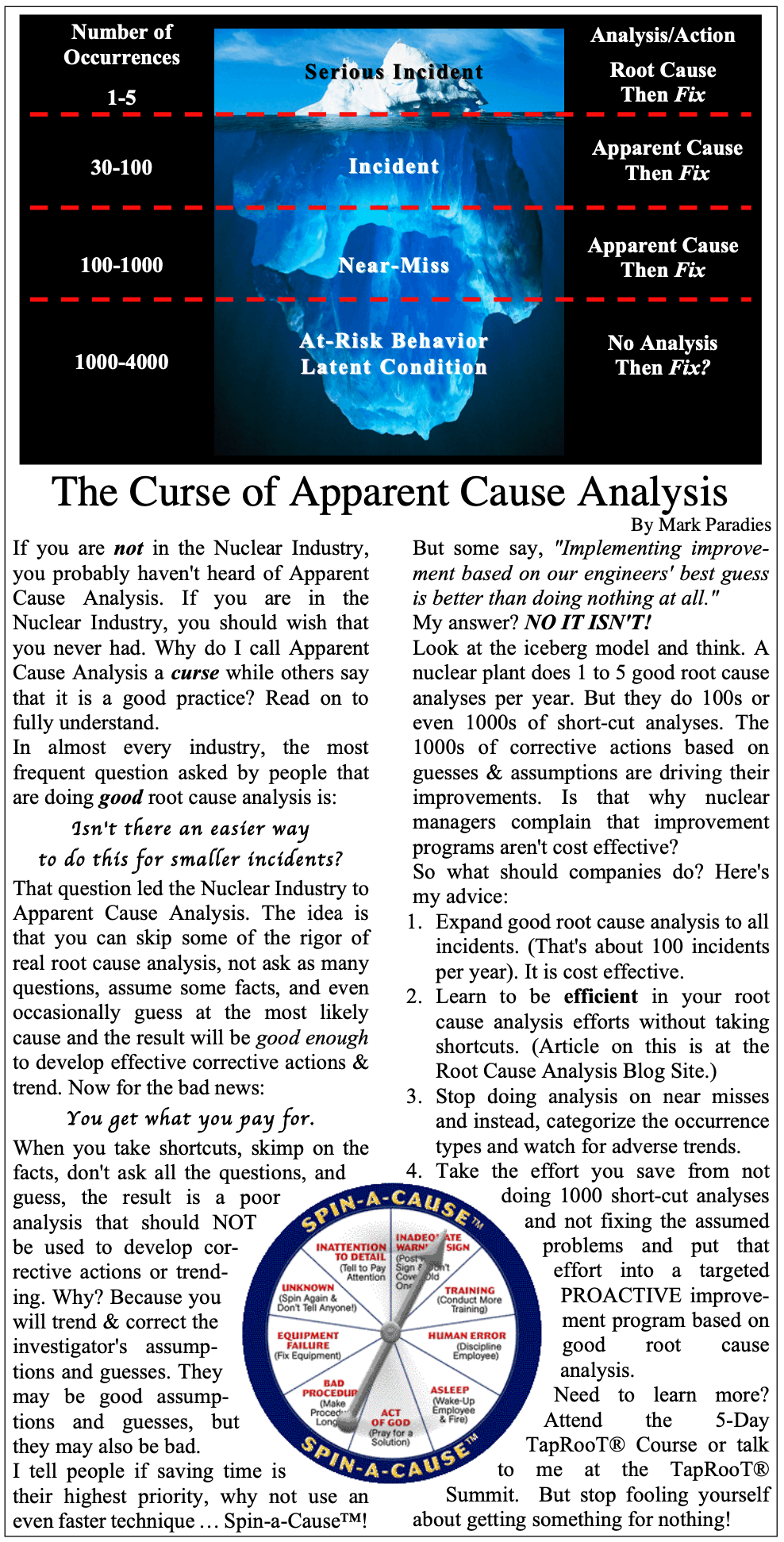 The Curse of Apparent Cause Analysis