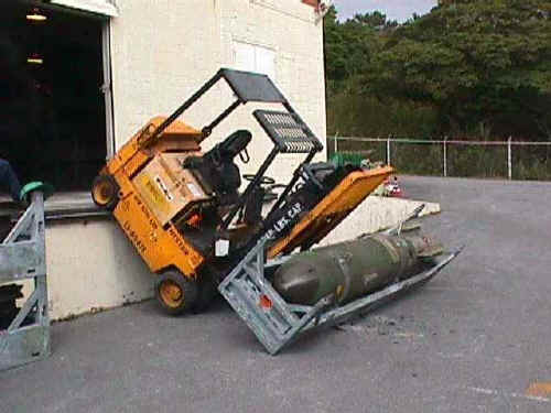 Forklift and Bomb near-miss